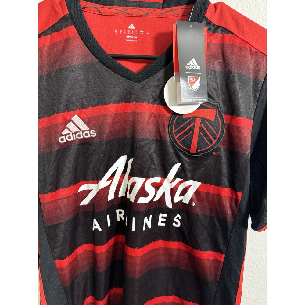 Portland Timbers Jersey Men's Small Black Red MLS Soccer Adidas Climacool V Neck - Picture 2 of 7